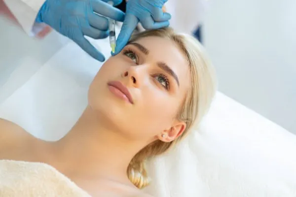 Prp injections near me; a woman lying down while having the service performed