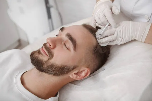 Specialist performing a PRP Hair Treatment vs Hair Transplant evaluation with PRP therapy for hair restoration.